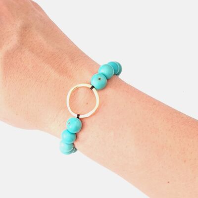 Argola Brass Acai Bracelet - Light Blue