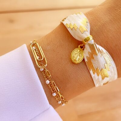 Bracelet Summer - Blanc - Coeur rose