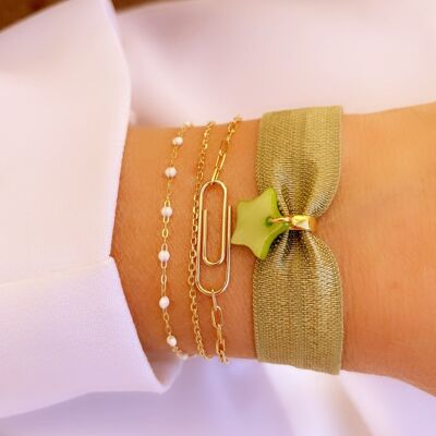 Bracelet Summer - Kaki - Coeur vert