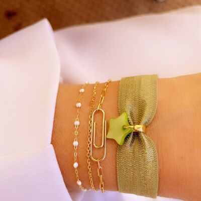 Bracelet Summer - Kaki - Médaille dorée (avec étoile)
