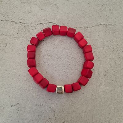 Leticia Maxi Square Tagua Nut Bracelet - Red