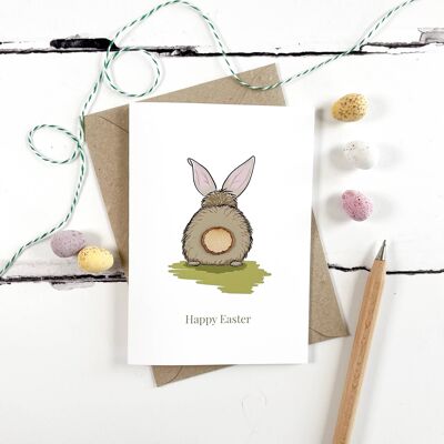 Carte illustrée en bois de lapin de Pâques