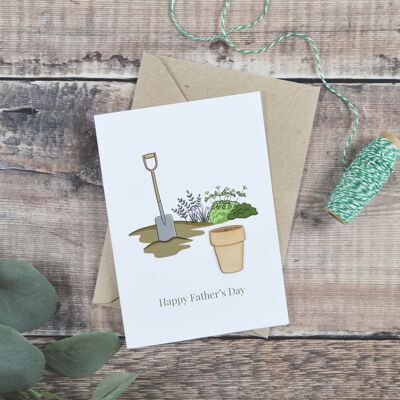 Father's Day Garden Wooden Illustrated Card