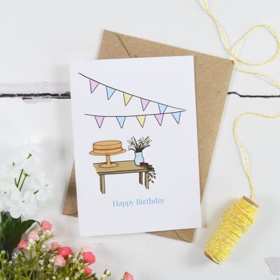 Birthday Table Wooden Illustrated Card