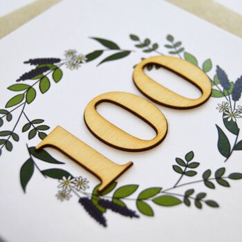 Carte illustrée en bois du 100e anniversaire floral 2