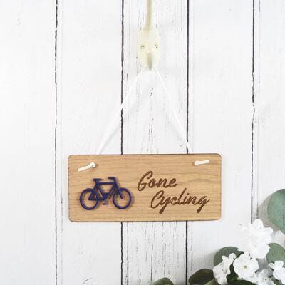 Letrero de madera Gone Cycling