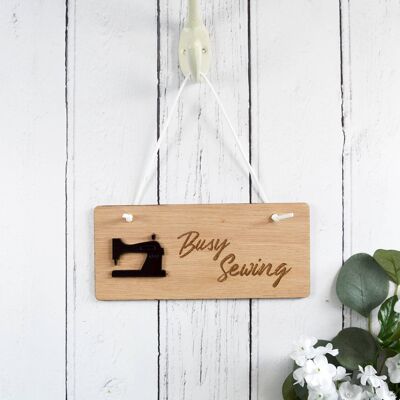 Busy Sewing Wooden Sign