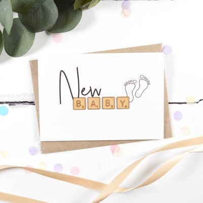New Baby Wooden Tiles Card