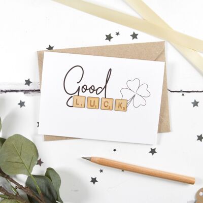 Good Luck Wooden Tiles Card