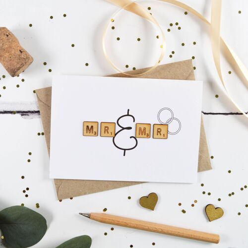 Mr & Mr Wooden Tiles Card