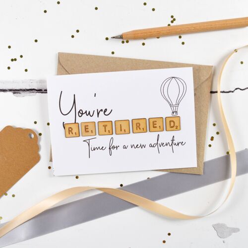 You're Retired Wooden Tiles Card