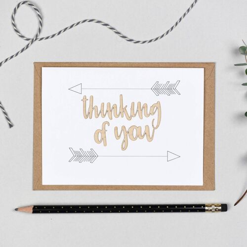 Thinking of You Wooden Words Card