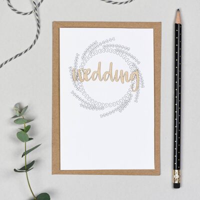 Hochzeitskarte mit Wörtern aus Holz