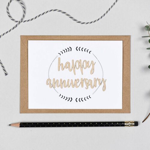 Happy Anniversary Wooden Words Card