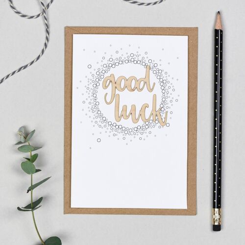 Good Luck Wooden Words Card