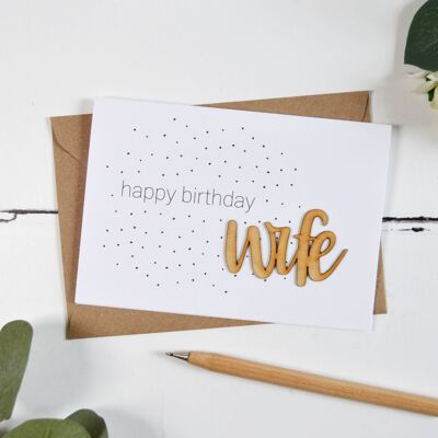 Happy Birthday Wife Wooden Words Card