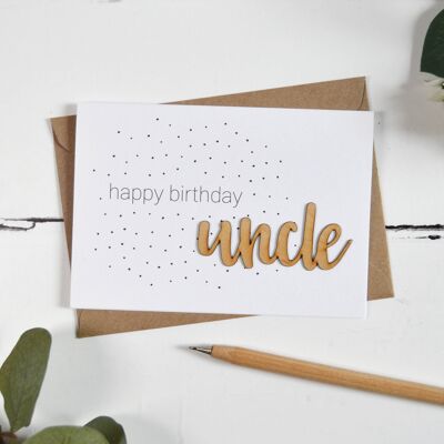 Happy Birthday Uncle Wooden Words Card