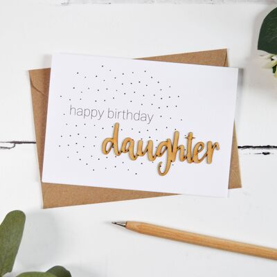 Tarjeta de palabras de madera feliz cumpleaños hija