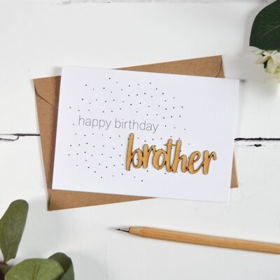 Happy Birthday Brother Wooden Words Card