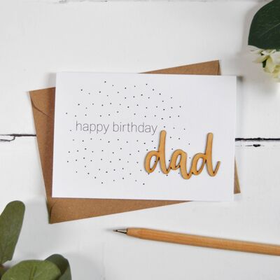 Tarjeta de palabras de madera feliz cumpleaños papá