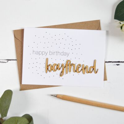 Happy Birthday Boyfriend Wooden Words Card