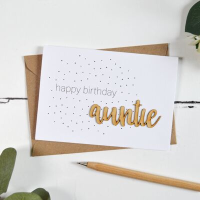 Happy Birthday Auntie Wooden Words Card