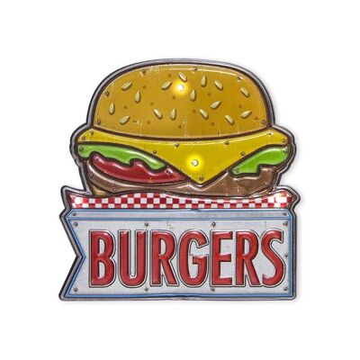 Decorative label, Burger, LED, 18 cm, plastic