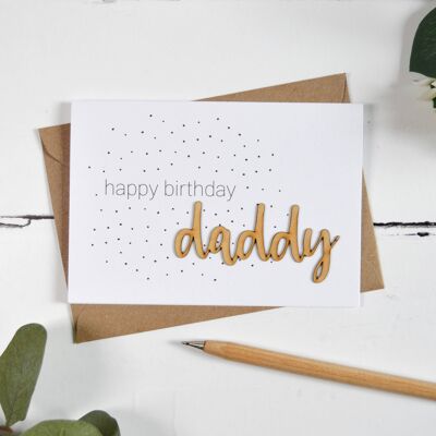 Tarjeta de palabras de madera feliz cumpleaños papá
