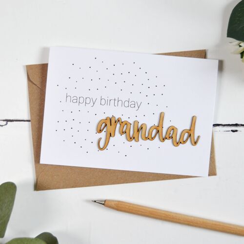 Happy Birthday Grandad Wooden Words Card