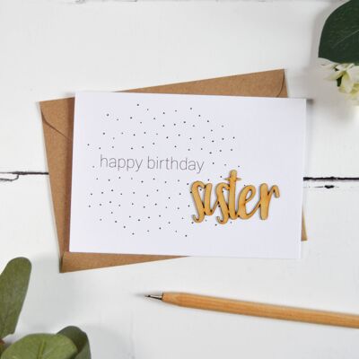 Happy Birthday Sister Wooden Words Card