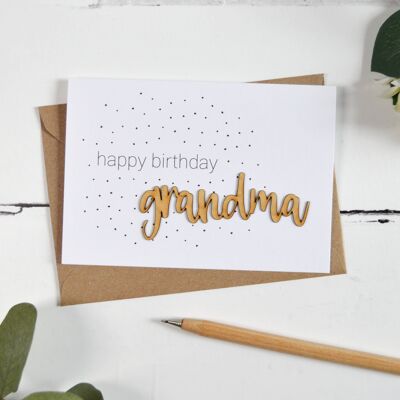 Happy Birthday Grandma Wooden Words Card
