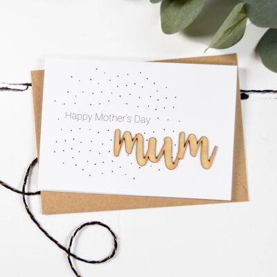 Tarjeta de palabras de madera feliz día de la madre mamá