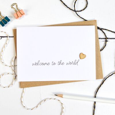 Welcome To The World Wooden Heart Card