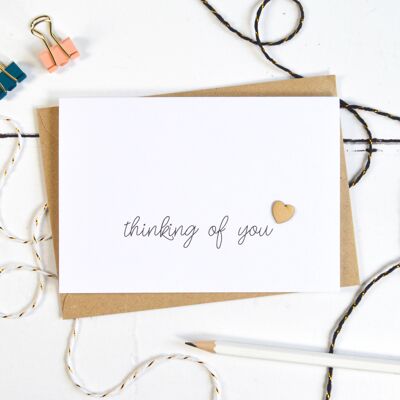 Thinking Of You Wooden Heart Card