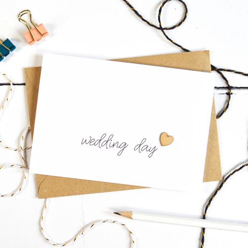 Wedding Day Wooden Heart Card