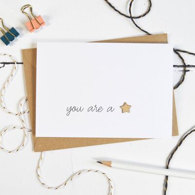 You Are A Star Wooden Star Card
