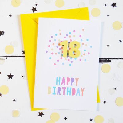 Carte Confettis Acrylique Citron 18ème Anniversaire