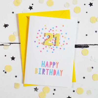 Tarjeta de confeti de acrílico de limón de 21 cumpleaños