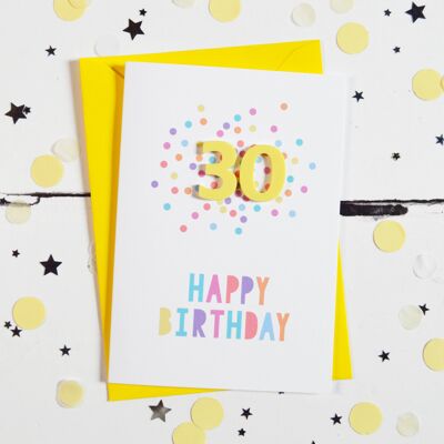 Carte Confettis Acrylique Citron 30e Anniversaire