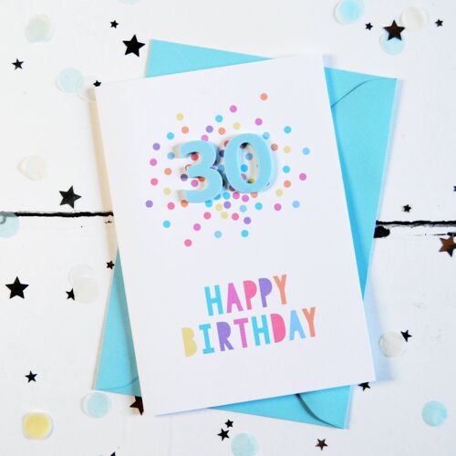 30th Birthday Blue Acrylic Confetti Card