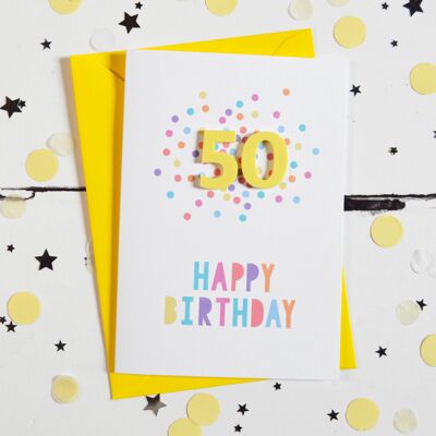 Carta di coriandoli acrilici al limone per il 50° compleanno