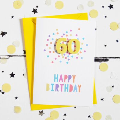 60th Birthday Lemon Acrylic Confetti Card