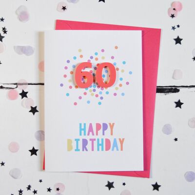 60. Geburtstag Himbeer-Acryl-Konfetti-Karte