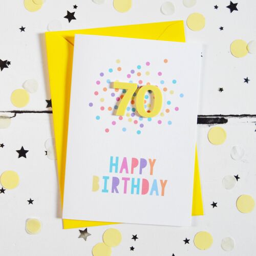 70th Birthday Lemon Acrylic Confetti Card