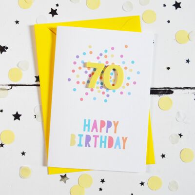 Carte Confettis Acrylique Citron 70e Anniversaire