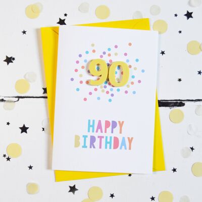 Carta di coriandoli acrilici al limone per il 90° compleanno