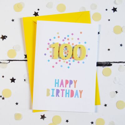 Tarjeta Confeti Acrílico Limón Cumpleaños 100