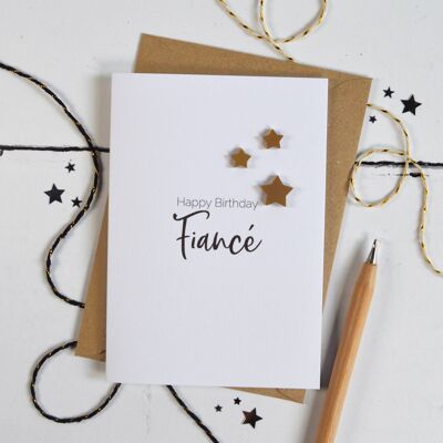 Happy Birthday Fiancé Acrylic Stars Card