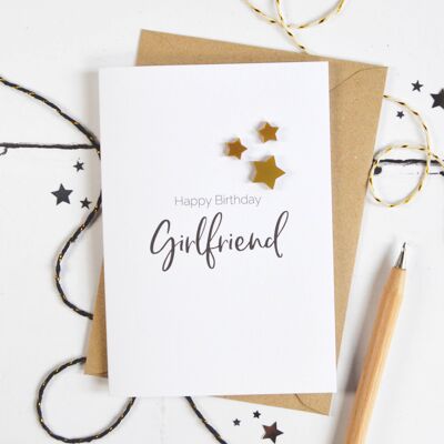 Happy Birthday Girlfriend Acrylic Stars Card