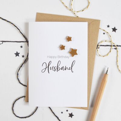 Happy Birthday Husband Acrylic Stars Card